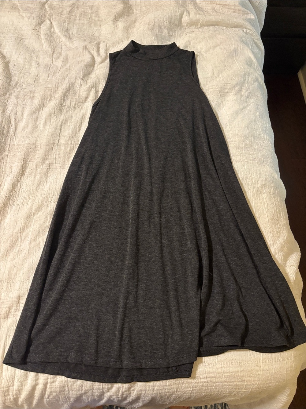 Sleeveless Mock Neck Swing Dress - Charcoal